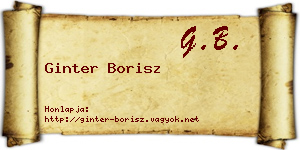 Ginter Borisz névjegykártya